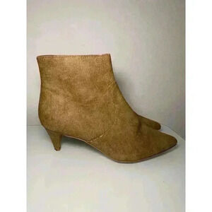 Express Womens Ankle Boots Tan Brown Kitten Heel Side Zip Pointed Toe 8 Textured